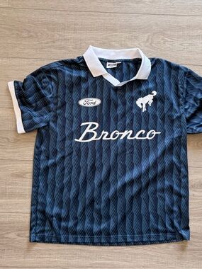 Ford Bronco Navy Boxy Soccer Jersey L/G Retro Racing Football Shirt